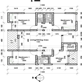 Typical floor plan  of a 3 bedroom bungalow  in one of the 