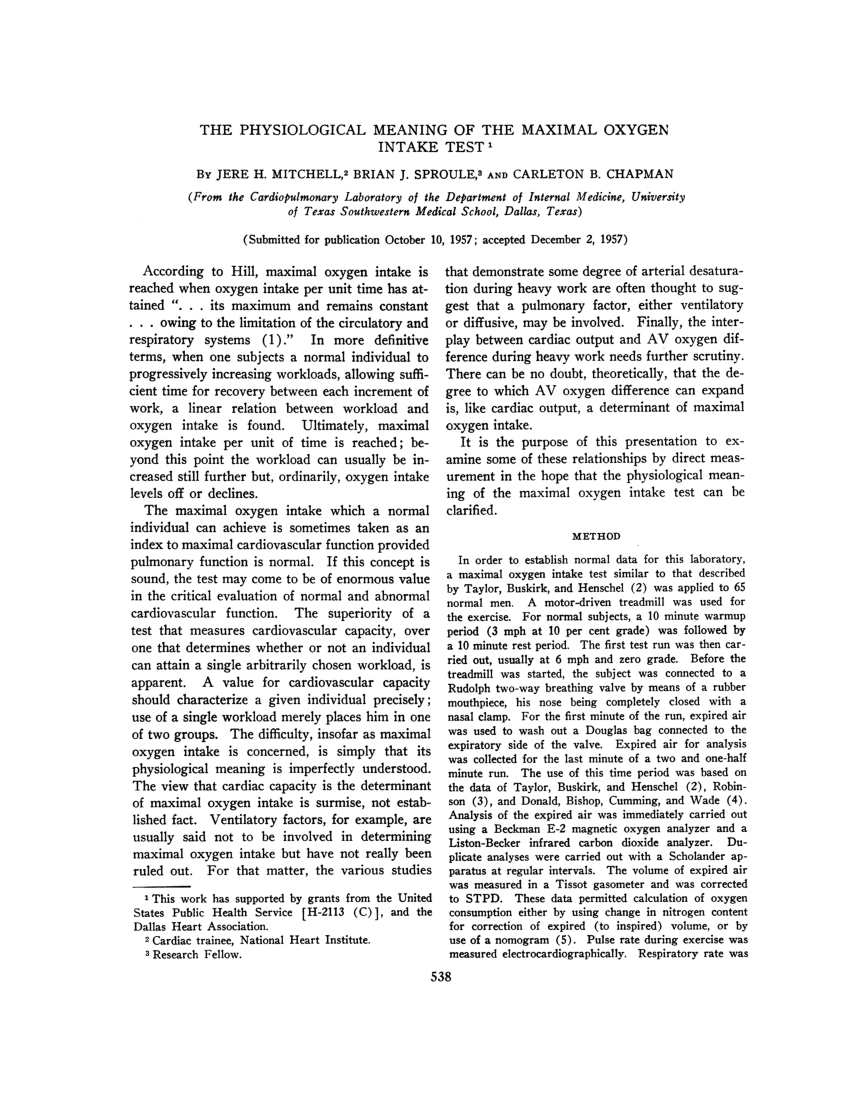 (PDF) The physiological meaning of the maxmal oxygen intake test