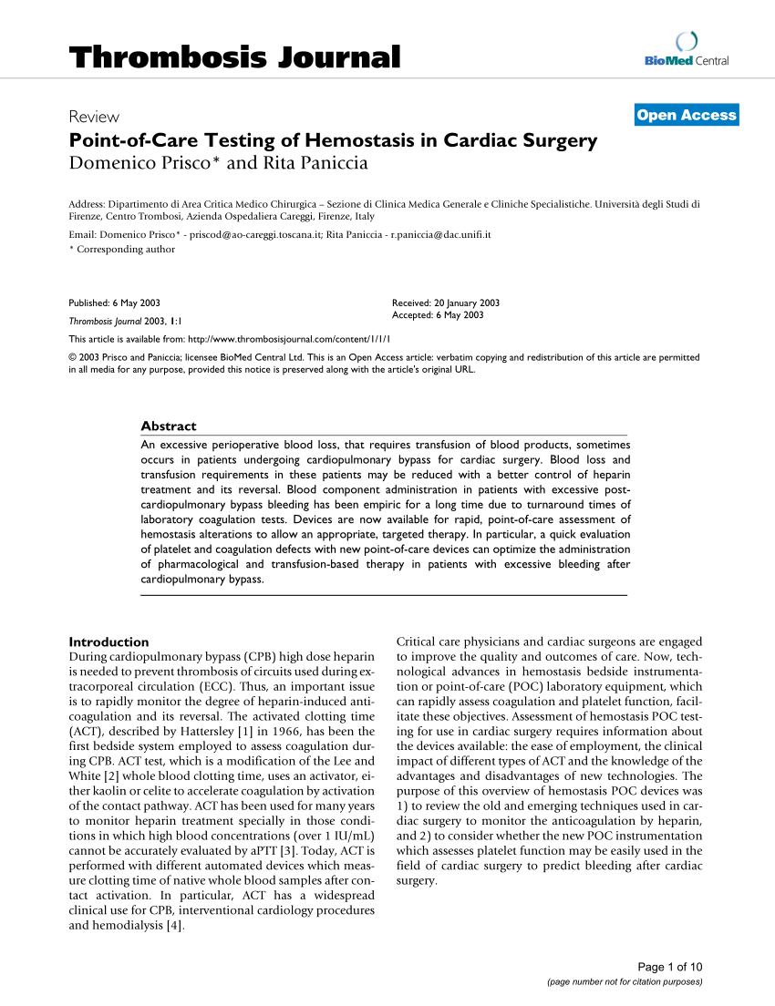 Hemostasis in cardiac surgery