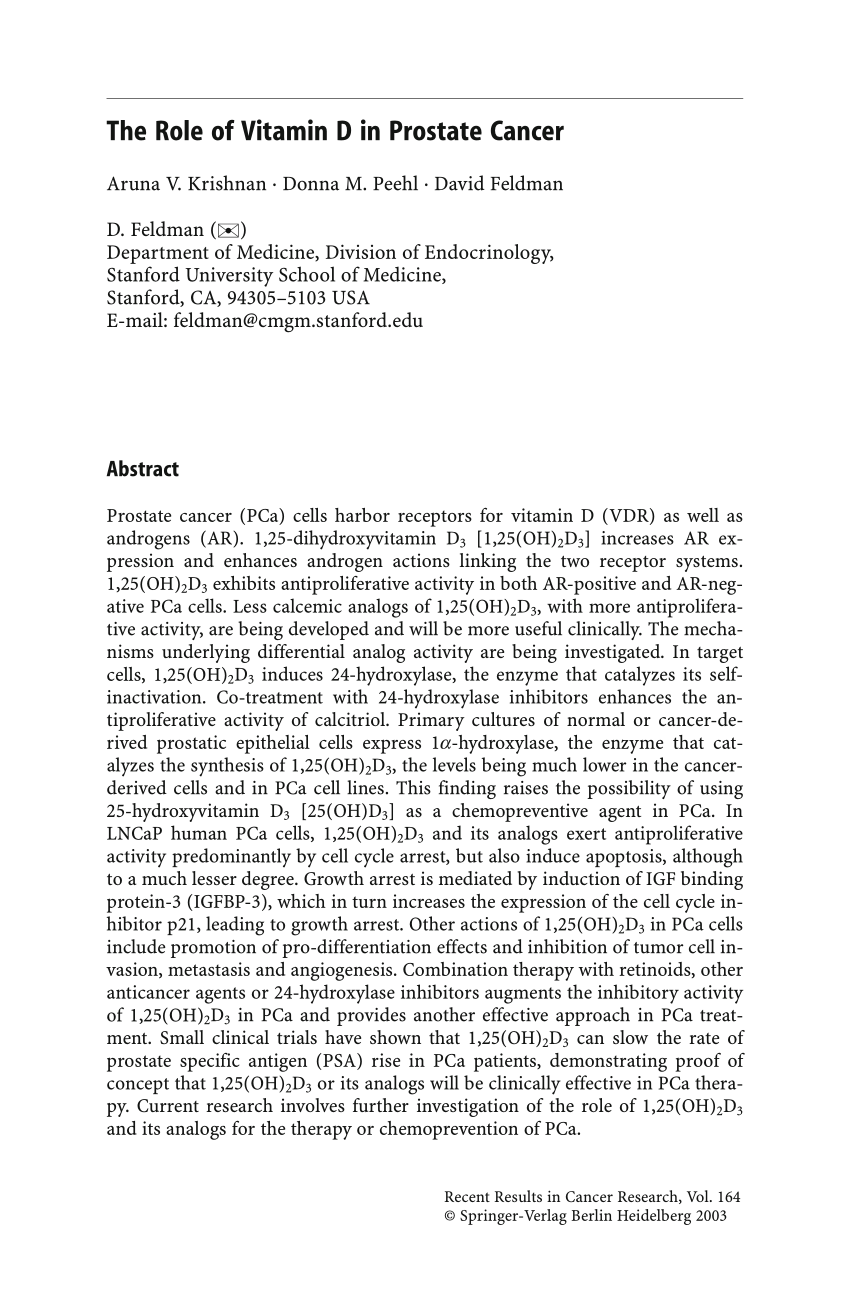 (PDF) The Role of Vitamin D in Prostate Cancer