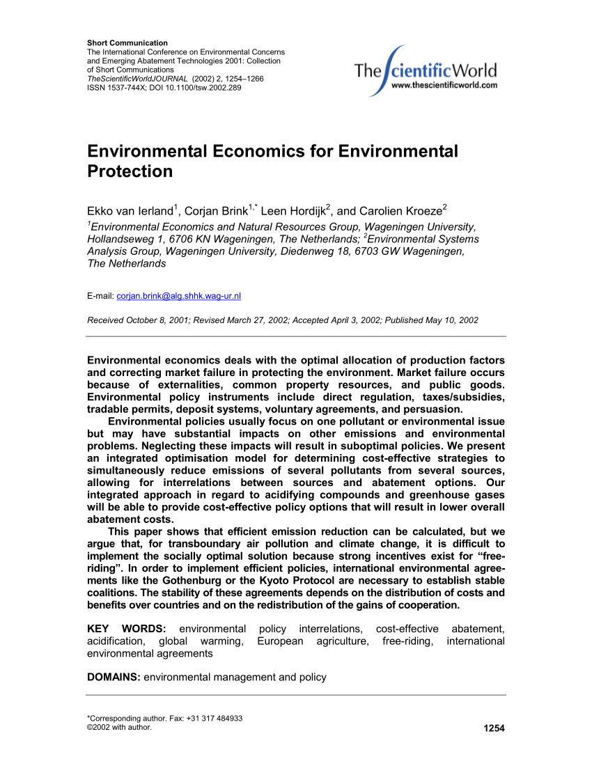 environmental economics essay topics