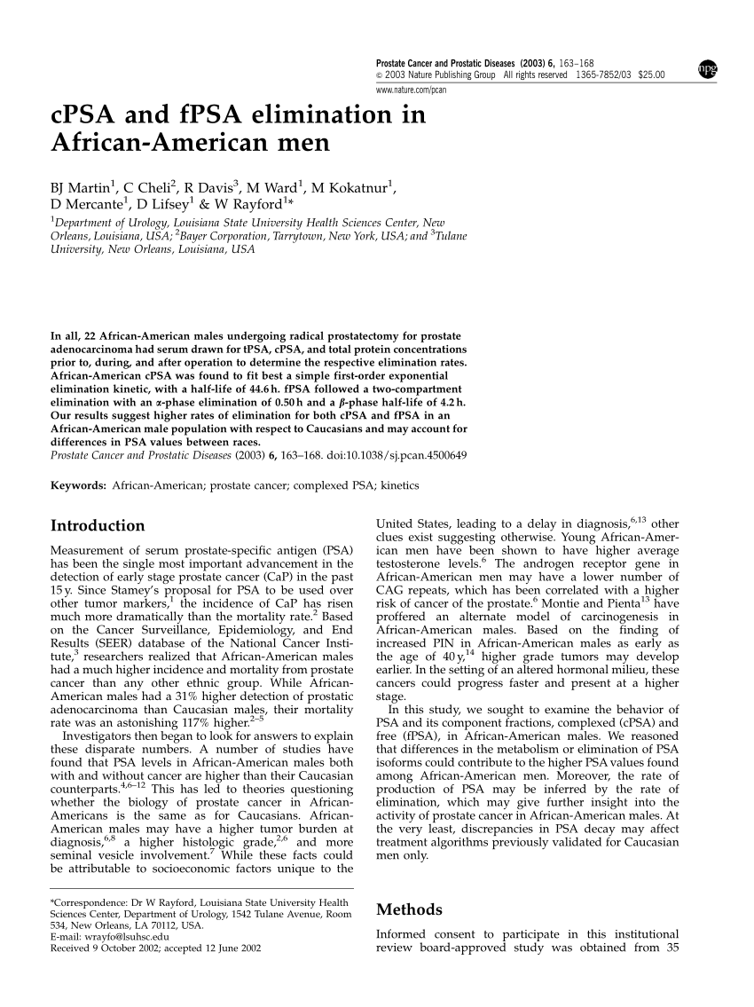 (PDF) cPSA and fPSA elimination in African-American men