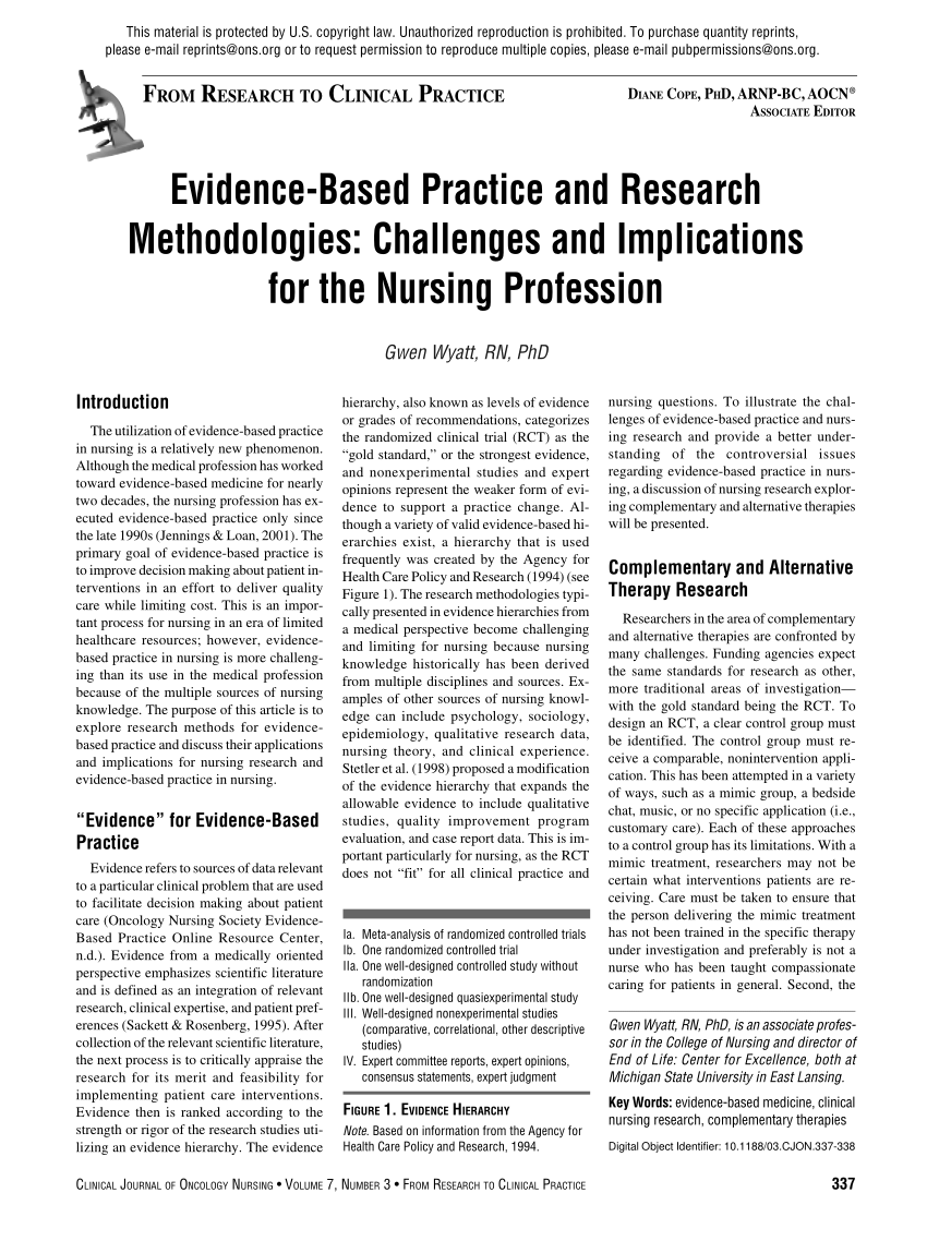 nursing research articles evidence based practice