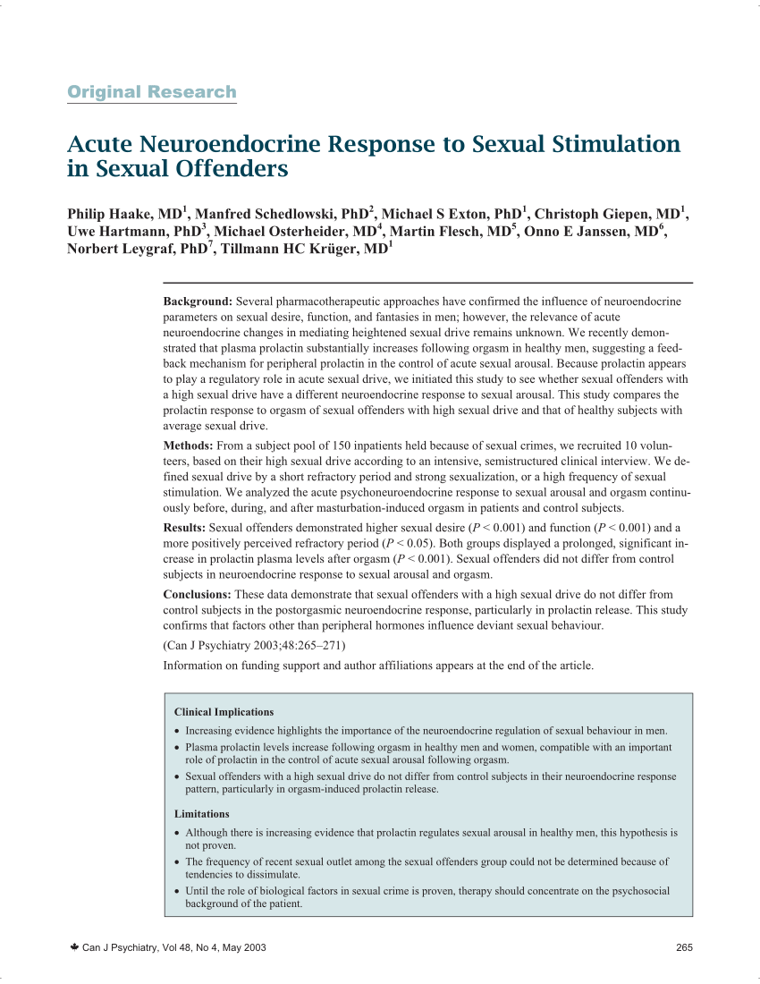 PDF Acute Neuroendocrine Response to Sexual Stimulation in Sexual