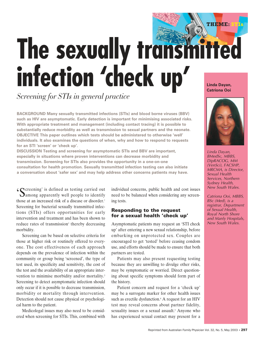 PDF The sexually transmitted infection check up