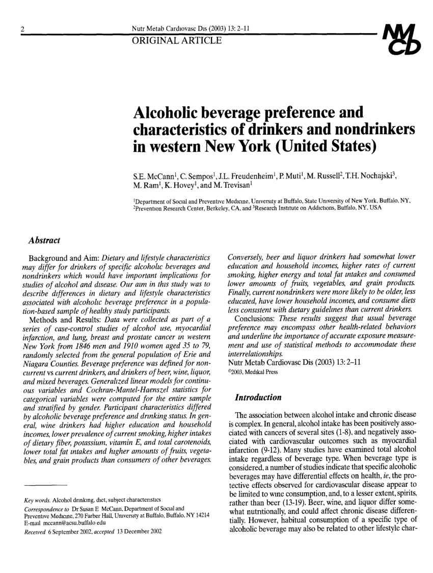 research papers on alcoholic beverages