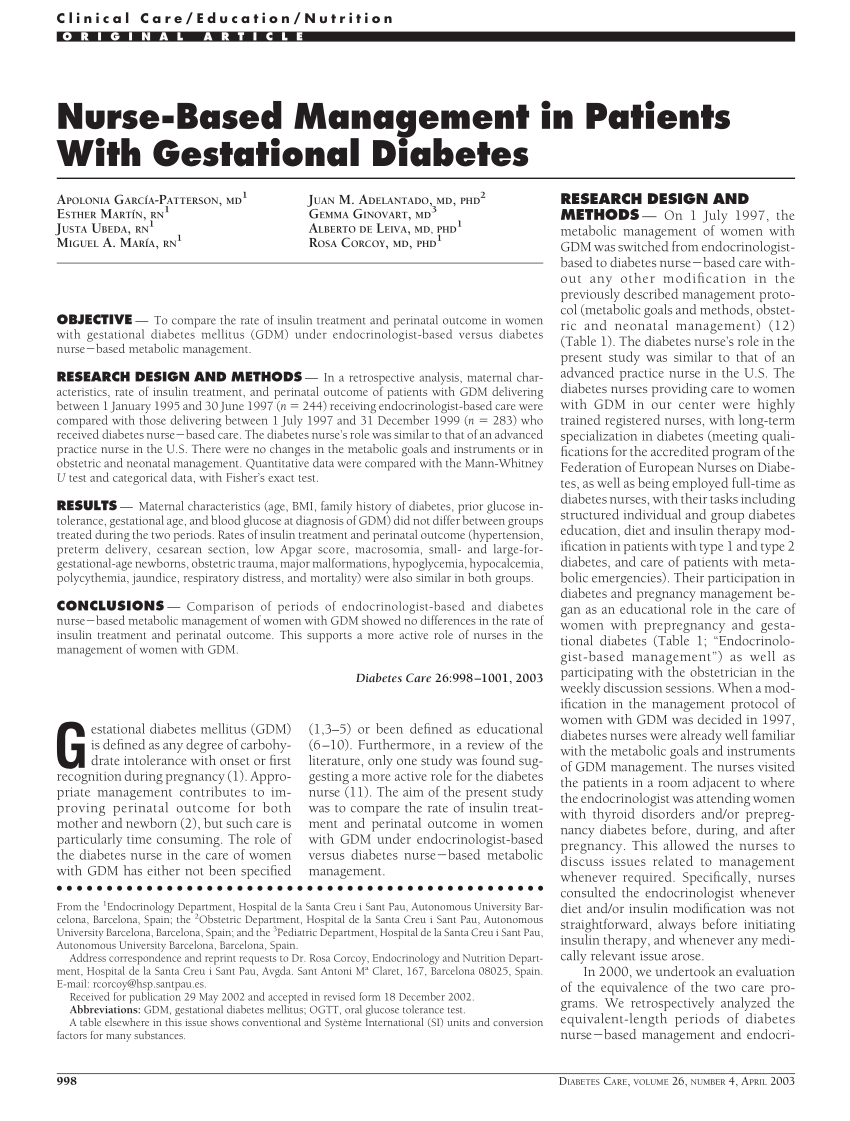 nursing case study on gestational diabetes mellitus
