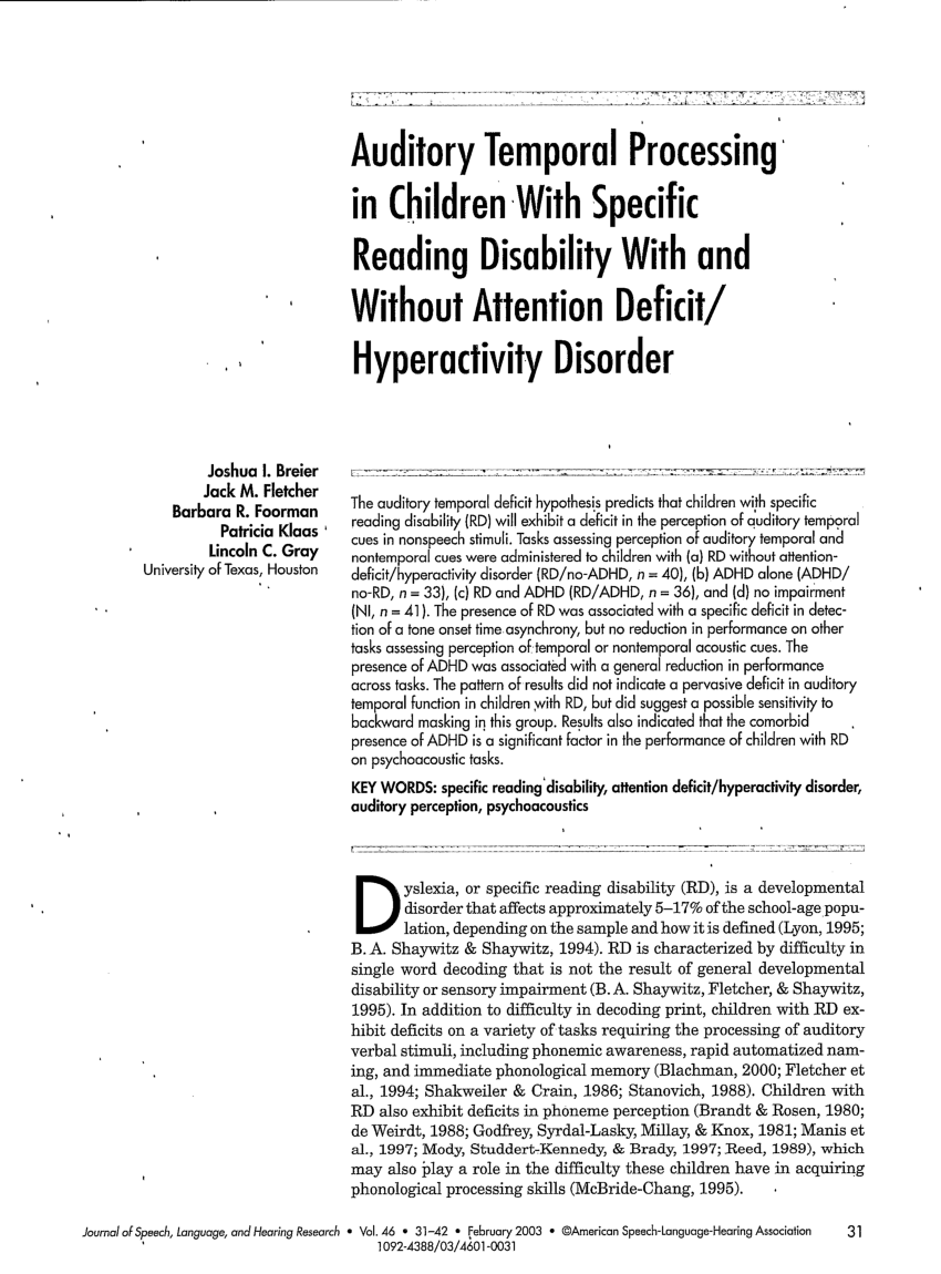 comorbidity of adhd and auditory processing disorders