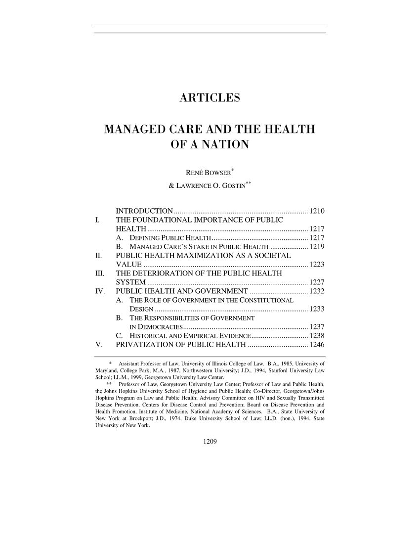 (PDF) Managed care and the health of a nation