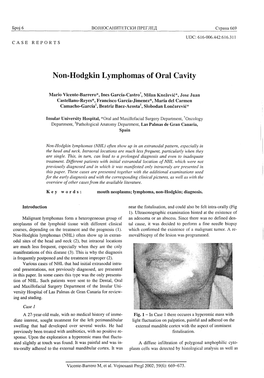 (PDF) Non-Hodgkin lymphomas of oral cavity