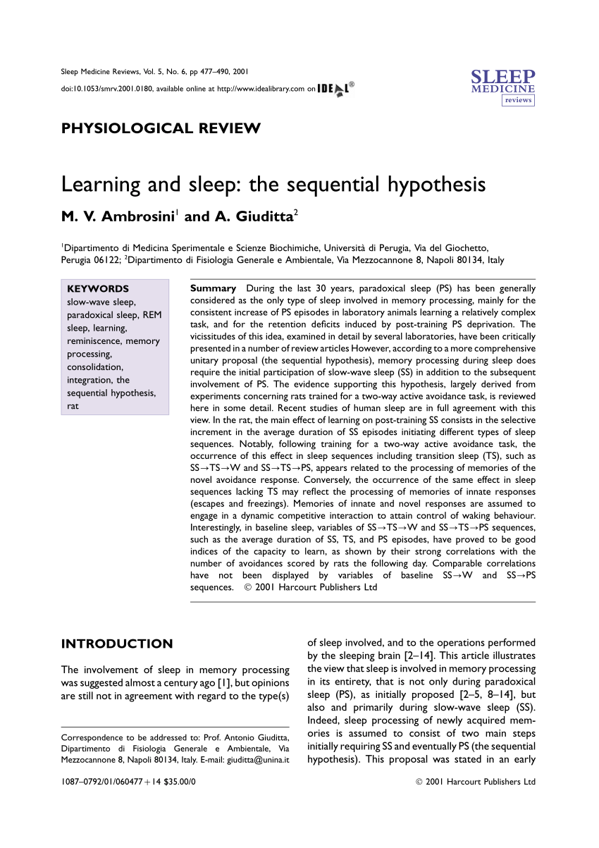 sleep research study hypothesis