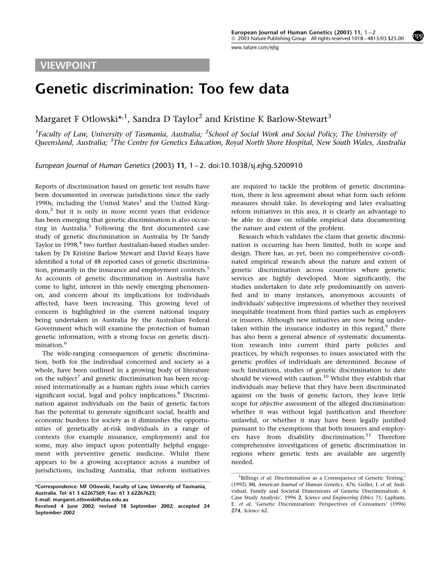 genetic discrimination case study