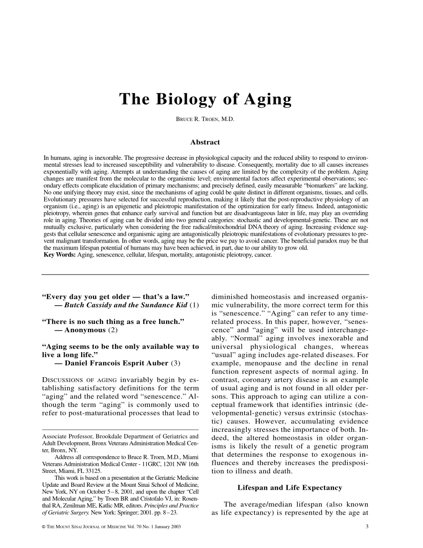 research on aging biology