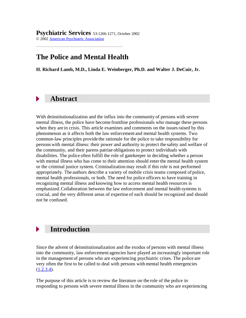 police and mental health dissertation