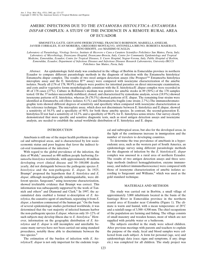 PDF Amebic infections due to the Entamoeba histolytica Entamoeba  