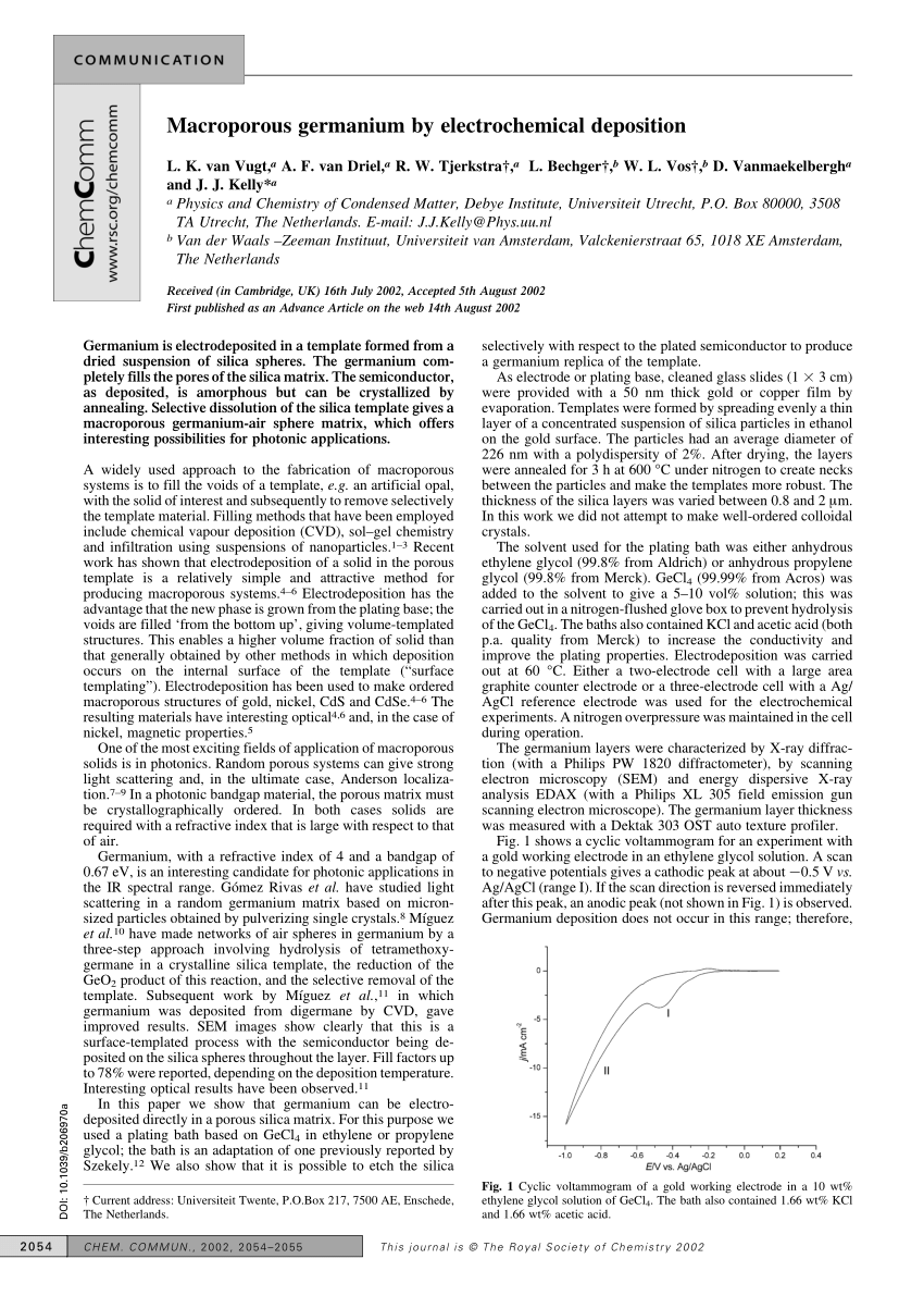 Pdf Macroporous Germanium By Electrochemical Deposition