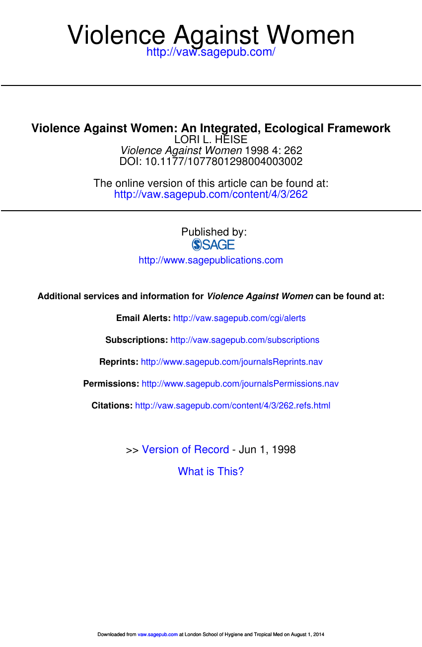 PDF) Violence Against Women: An Integrated, Ecological Framework