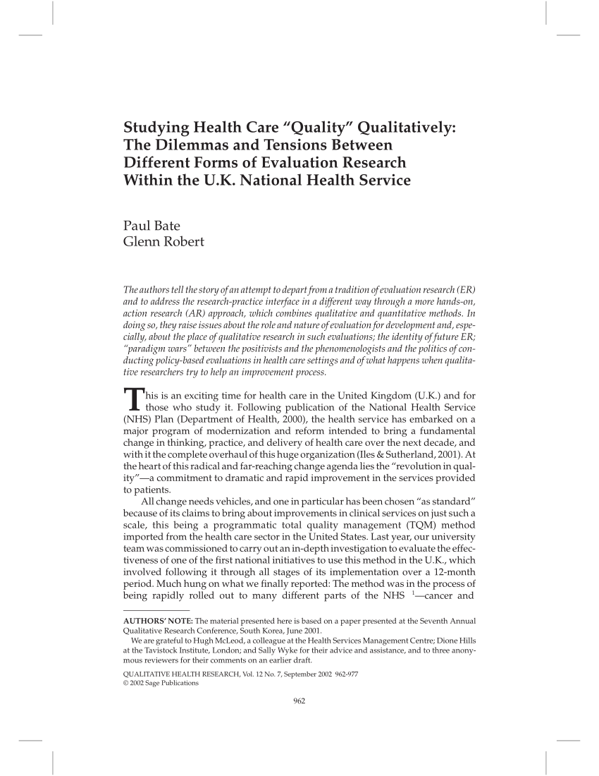literature review on quality of health care