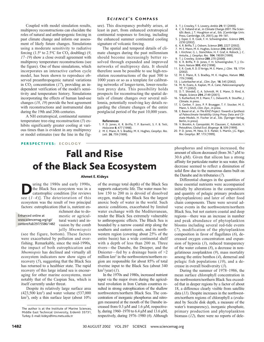 Pdf Ecology Fall And Rise Of The Black Sea Ecosystem