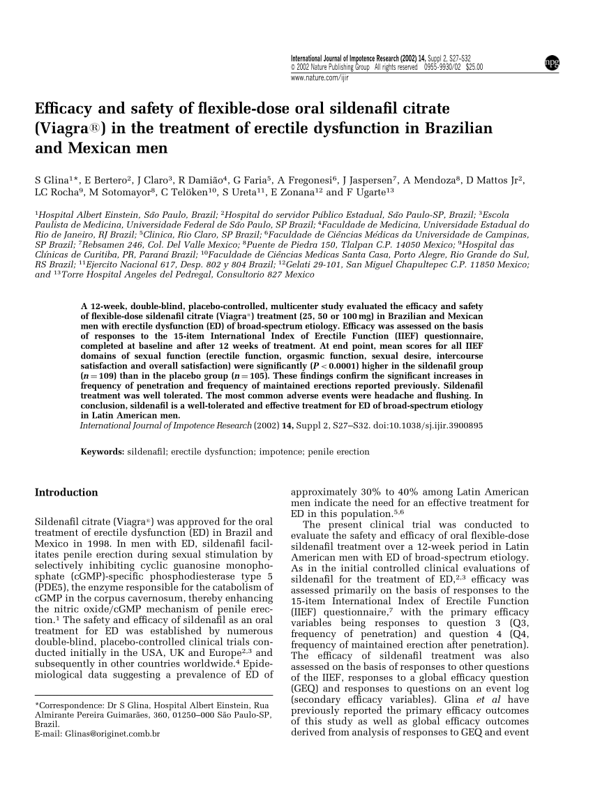 PDF Efficacy and safety of flexible dose oral sildenafil citrate