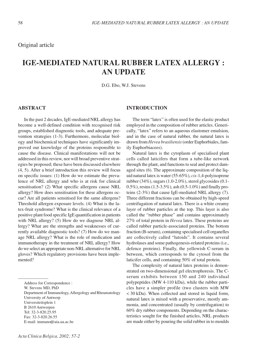Natural Rubber Latex Allergy - American Society of Anesthesiologists