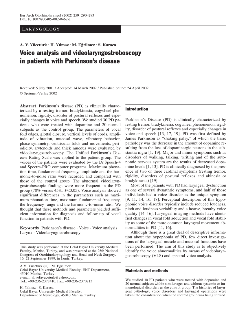 Pdf Voice Analysis And Videolaryngostroboscopy In Patients - 