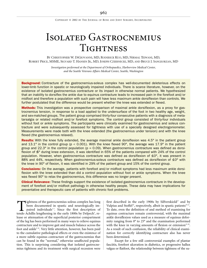 Isolated gastrocnemius tightness: impact on foot diseases