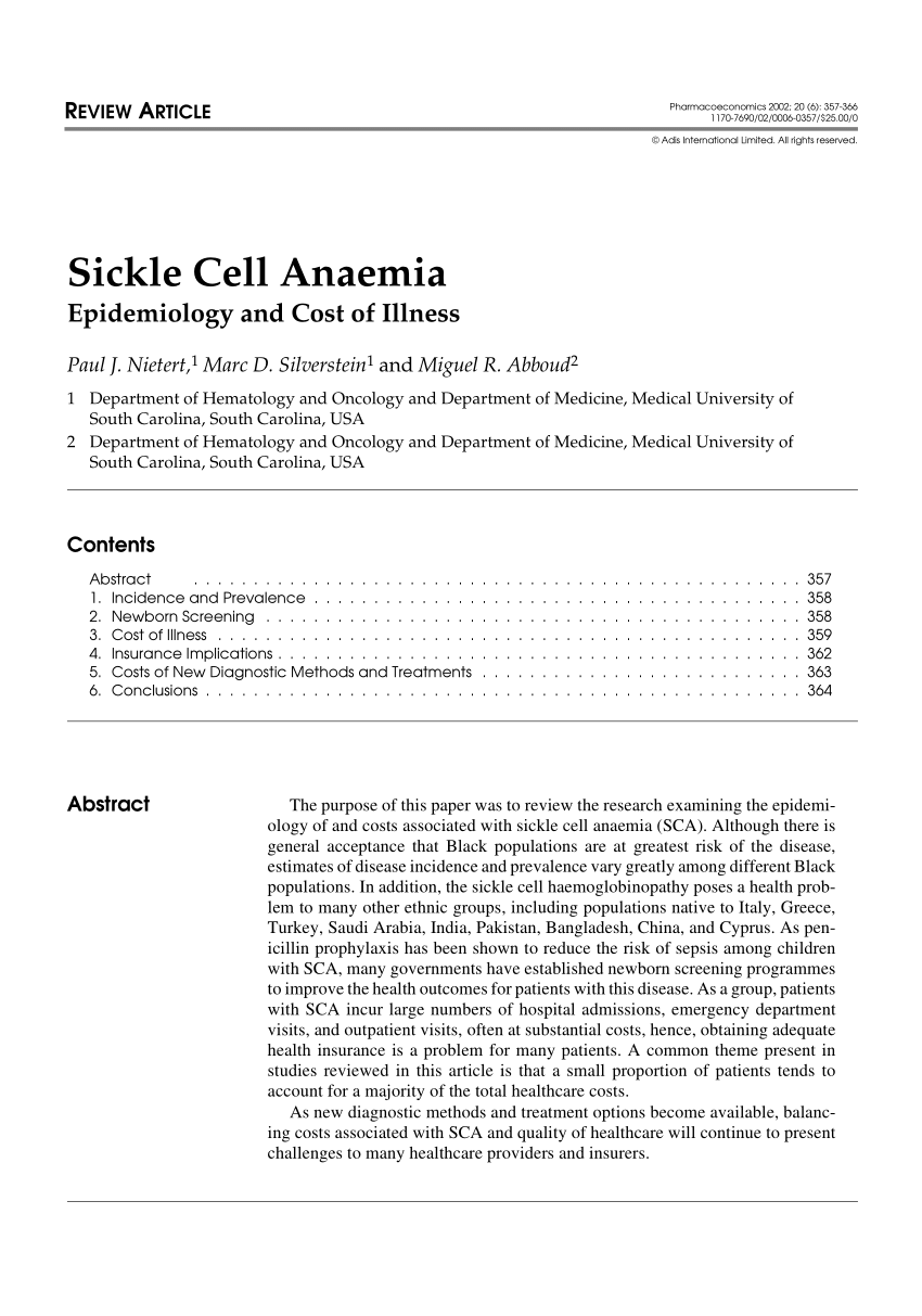 sickle cell anemia research paper outline