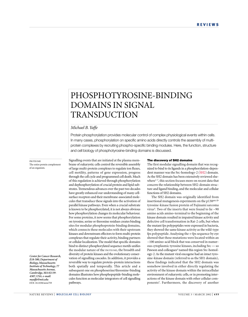 kultur opdragelse Il PDF) Phosphotyrosine-Binding Domains in Signal Transduction