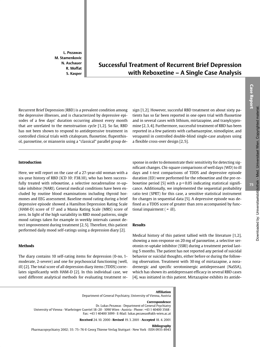 recurrent depression case study