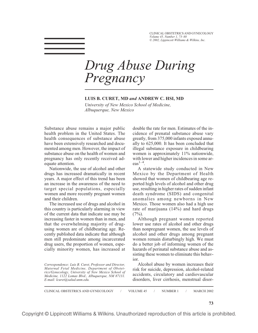 drug abuse during pregnancy essay
