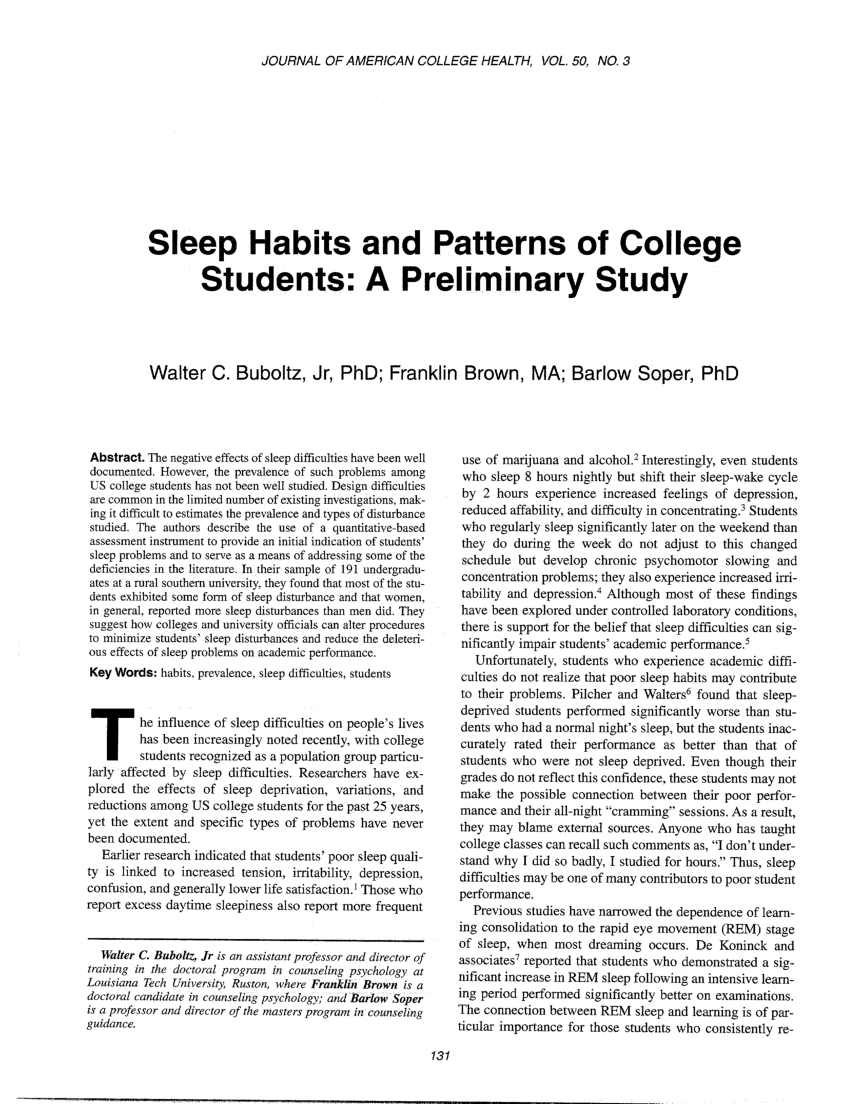 research paper on sleep patterns