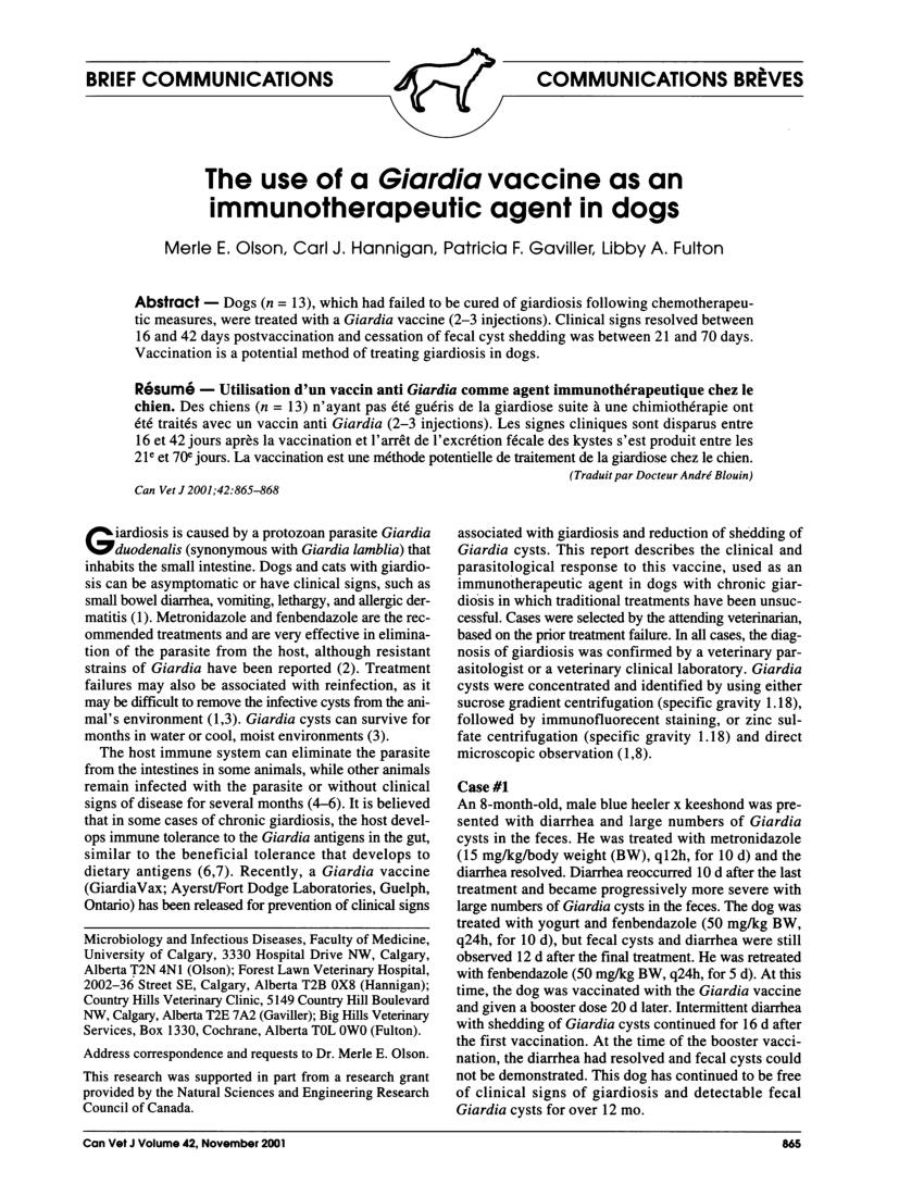 giardia vaccine