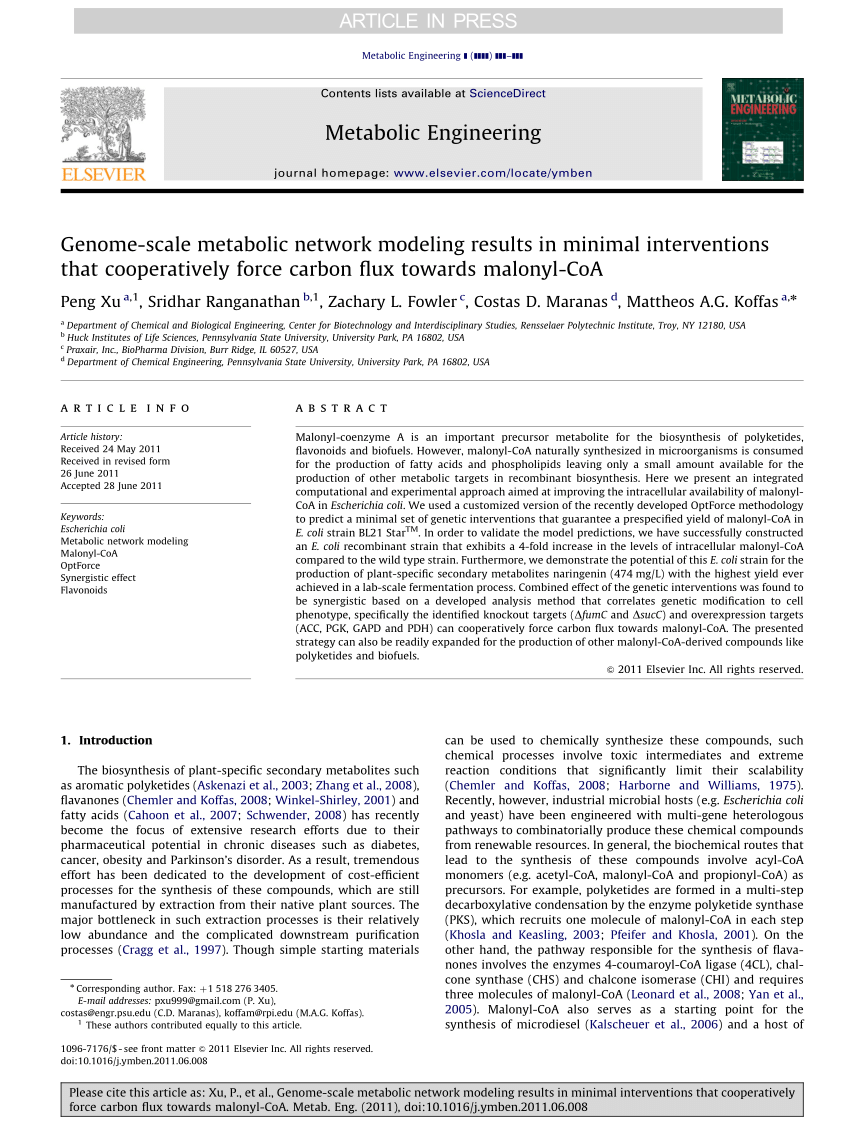 (PDF) Metabolic Engineering