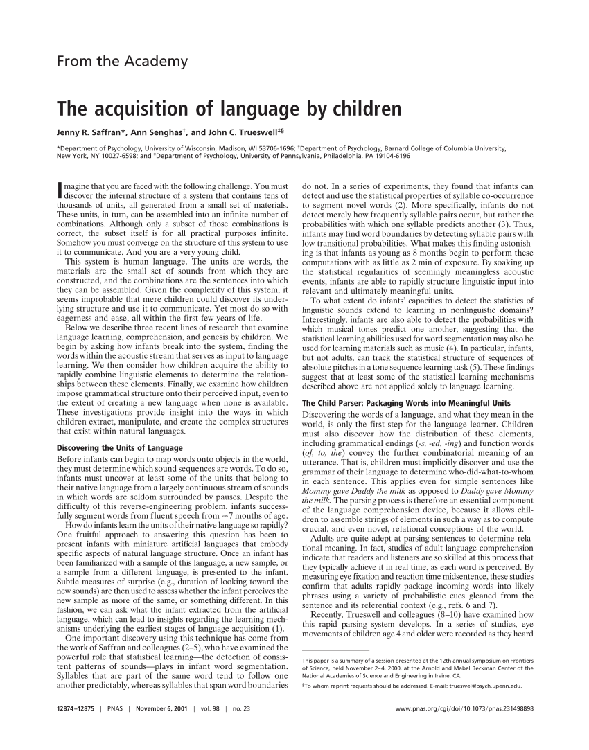 research paper about language acquisition pdf