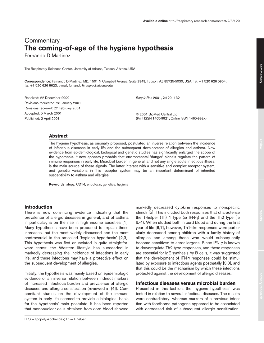 hygiene hypothesis original paper