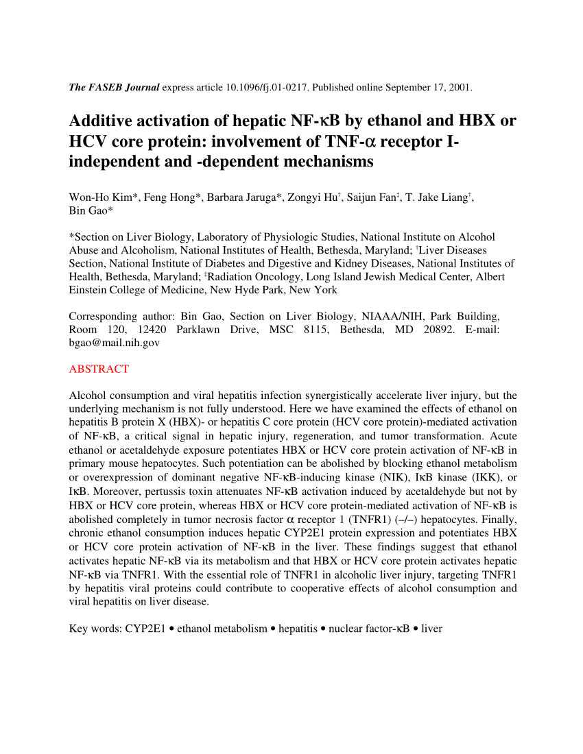 (PDF) Additive activation of hepatic NF-kB by ethanol and HBX or HCV Sns-Brigh10