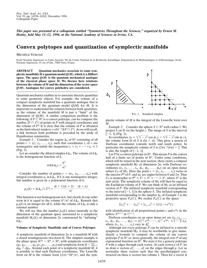 Pdf Convex Polytopes And Quantization Of Symplectic Manifolds