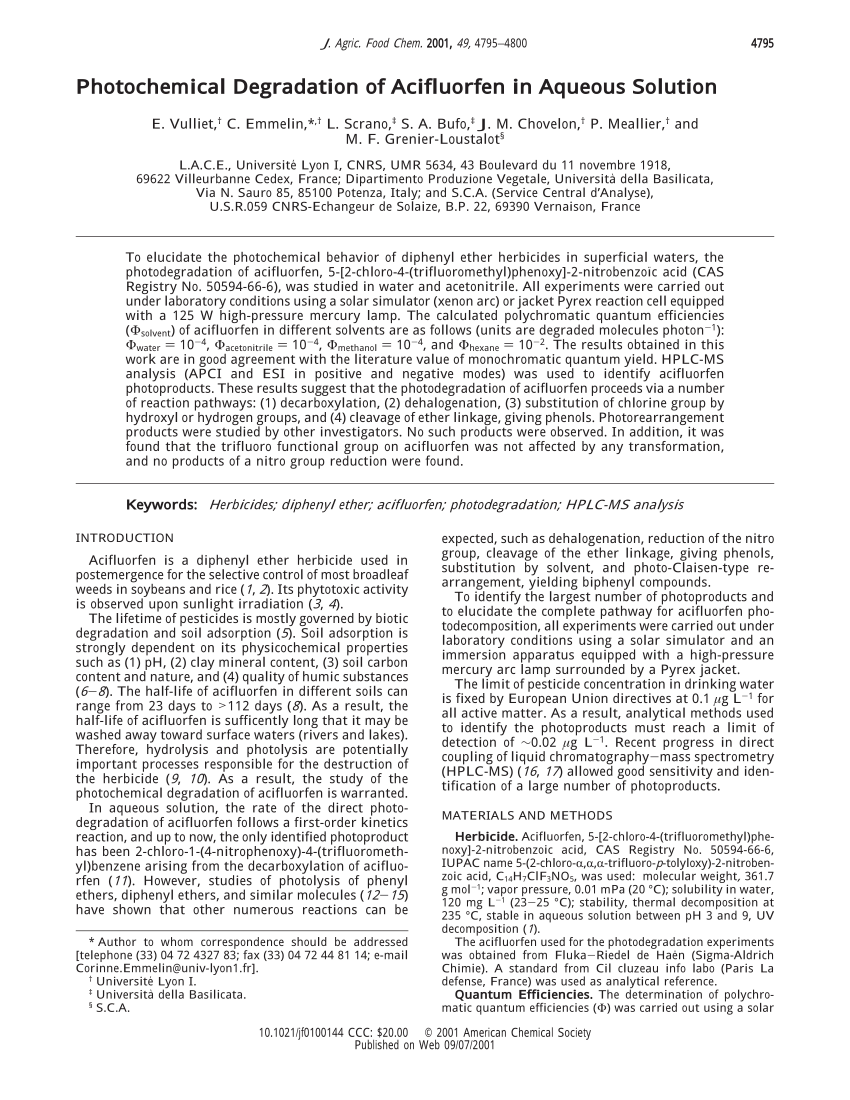 Absorption Spectrum Of Acifluorfen In Aqueous Solution Download Scientific Diagram