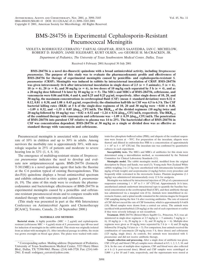 Pdf Bms 284756 In Experimental Cephalosporin Resistant