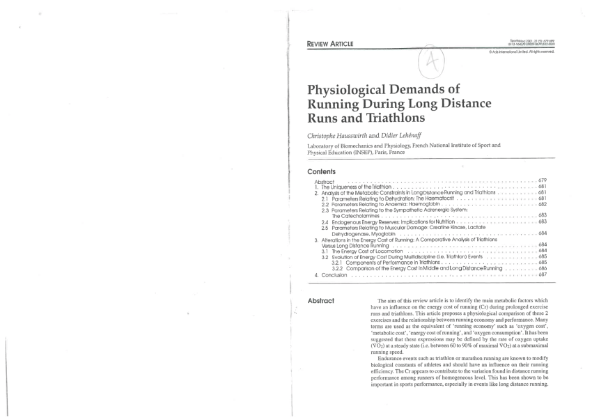 Pdf Physiological Demands Of Running During Long Distance Runs And Triathlons