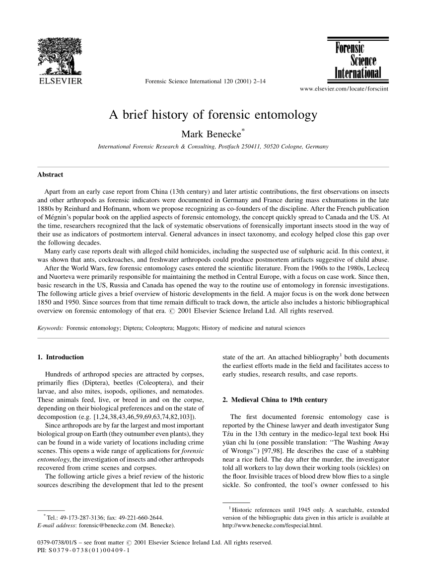 PDF Insektenbefall am Leichnam als Wissensquelle in der Gerichtsmedizin