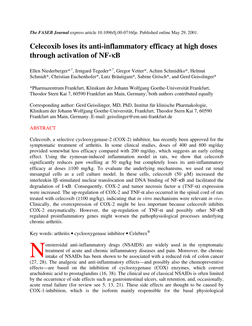 (PDF) Celecoxib loses its antiinflammatory efficacy at high doses