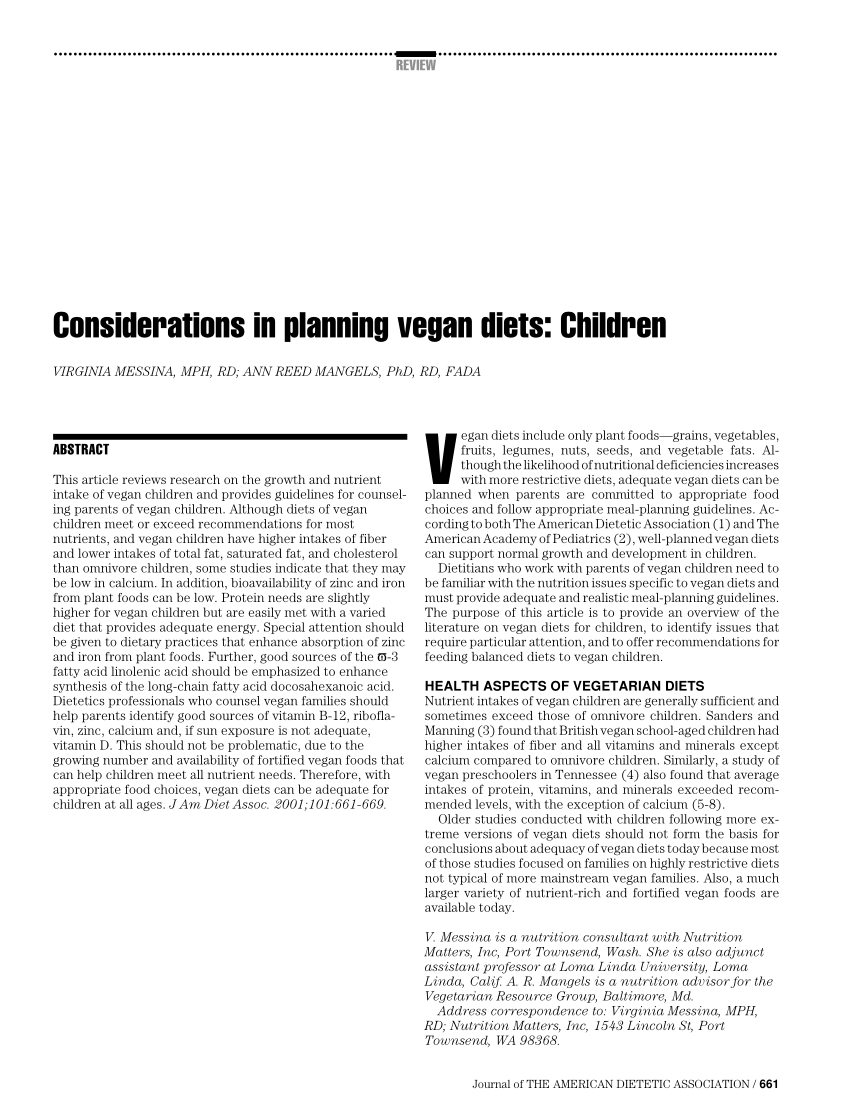 american dietetic association vegan diet
