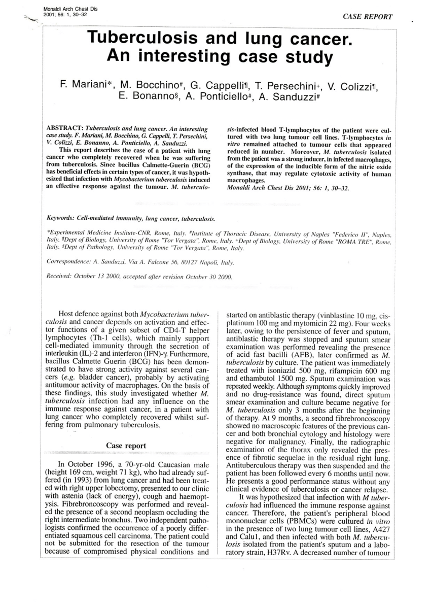 tuberculosis case study pdf