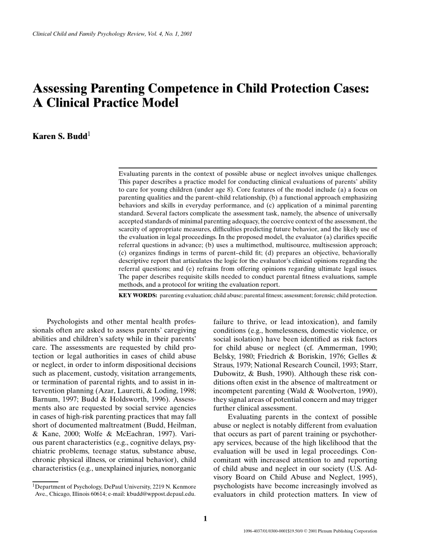 (PDF) Assessing Parenting Competence in Child Protection 