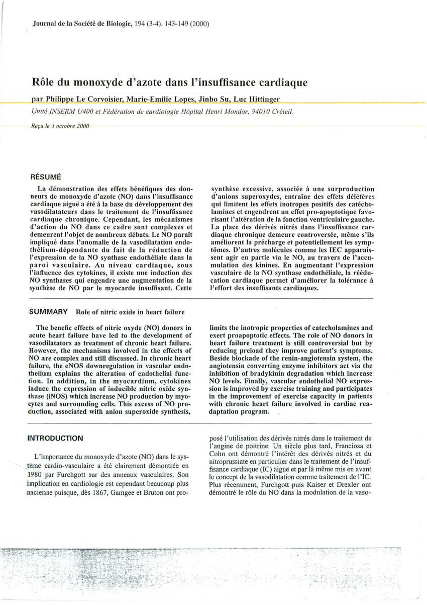 (PDF) [Role of nitric oxide in heart failure]