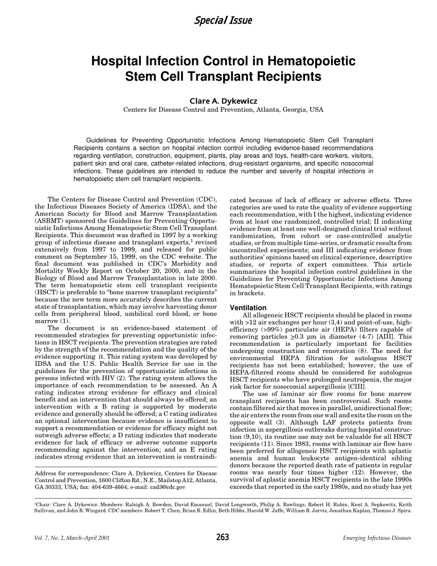 Guidelines for Preventing Opportunistic Infections Among Hematopoietic Stem  Cell Transplant Recipients