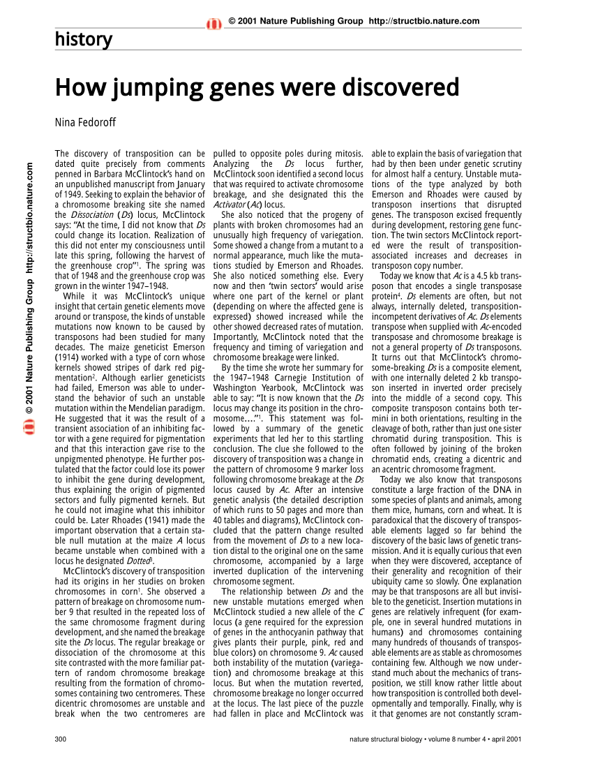 research article on jumping genes