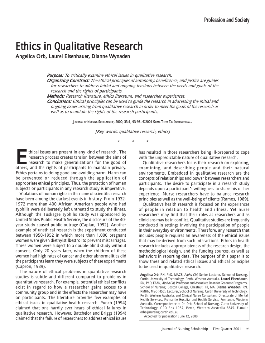 qualitative research and ethics